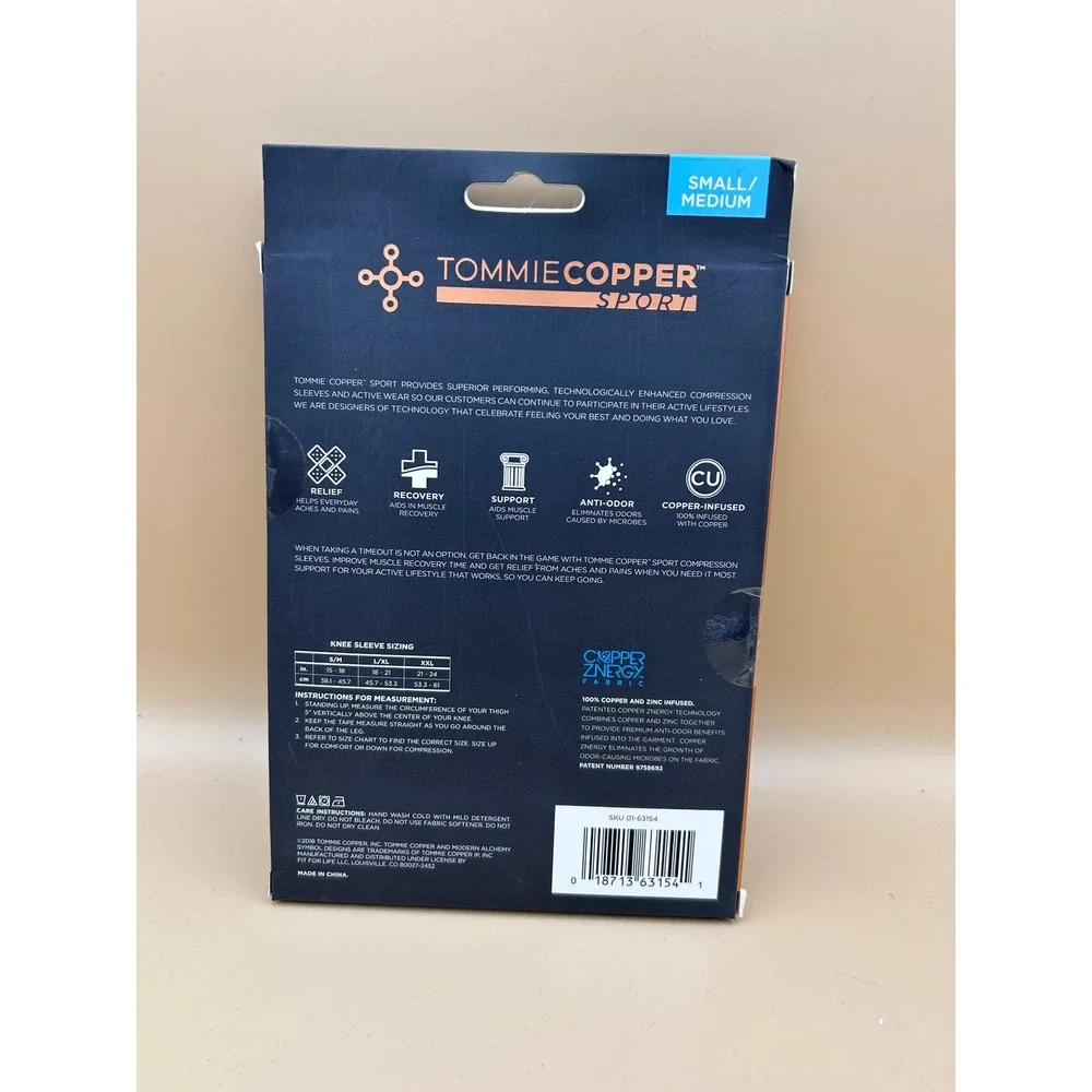 Tommie Copper Sport Compression Knee Sleeve Cobalt Blue Small Medium 01-63154